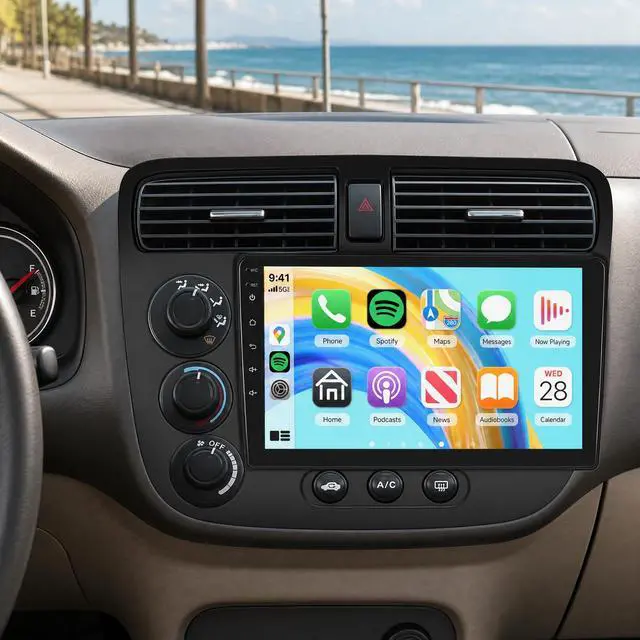 Main image of 8Core 4G+64G Car Stereo for Honda Civic 2001-2005, Qualcomm Snapdragon Chip, Wireless CarPlay Android Auto, 9" IPS Touchscreen Radio for Civic, GPS+5GWiFi, Bluetooth, Backup Camera