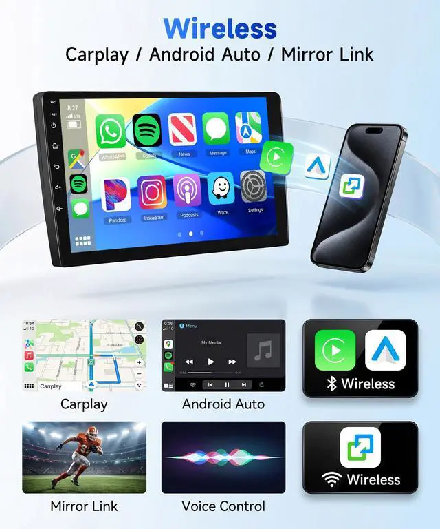 Alt view image 3 of 6 - 8Core 4G+64G Car Stereo for Honda Civic 2001-2005, Qualcomm Snapdragon Chip, Wireless CarPlay Android Auto, 9" IPS Touchscreen Radio for Civic, GPS+5GWiFi, Bluetooth, Backup Camera