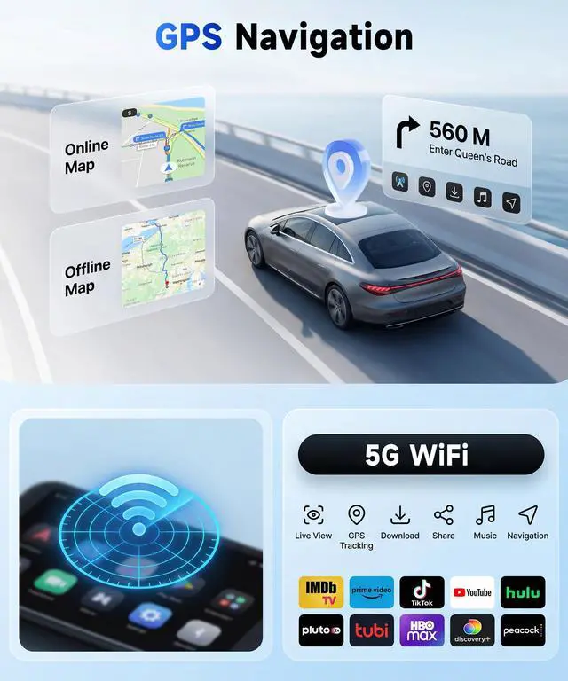 Alt view image 4 of 6 - 8Core 4G+64G Car Stereo for Honda Civic 2001-2005, Qualcomm Snapdragon Chip, Wireless CarPlay Android Auto, 9" IPS Touchscreen Radio for Civic, GPS+5GWiFi, Bluetooth, Backup Camera