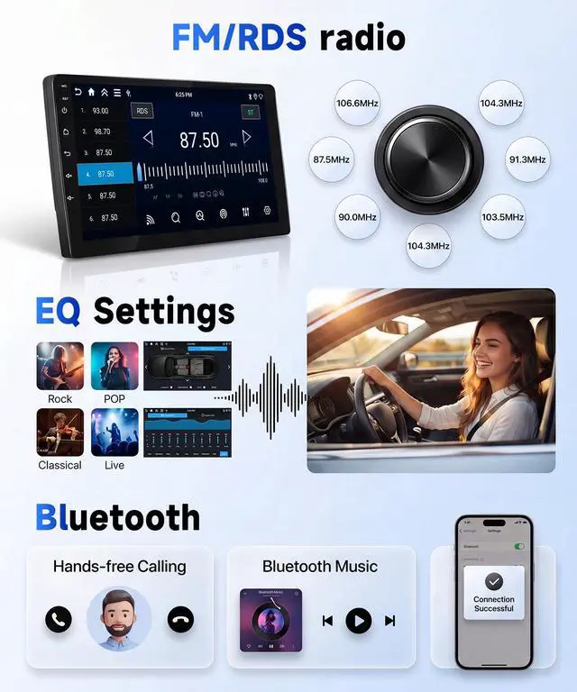 Alt view image 6 of 6 - 8Core 4G+64G Car Stereo for Honda Civic 2001-2005, Qualcomm Snapdragon Chip, Wireless CarPlay Android Auto, 9" IPS Touchscreen Radio for Civic, GPS+5GWiFi, Bluetooth, Backup Camera