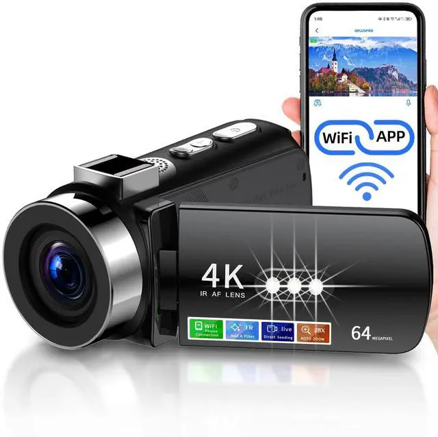 Main image of 4K Video Camera Camcorder Ultra HD 64MP Vlogging Camera for YouTube 28X Digital Zoom 270° Rotation Screen 3.0" Vlog Camera with Night Vision Video Recorder with WiFi Connection