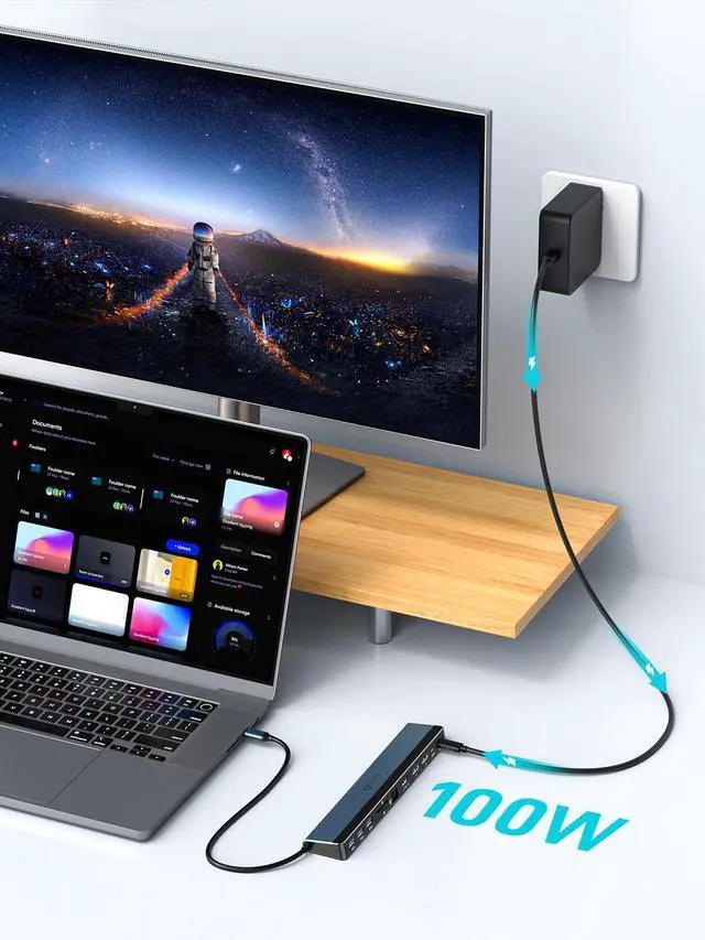 Alt view image 5 of 6 - USB C Docking Station Dual Monitor with USB-C 100W Charger, 12-in-1 Laptop Dock with Dual HDMI 4K@30~60Hz, PD 100W, 5Gbps USB Ports*4, SD/TF Slot, Ethernet, Audio for MacBook/Dell/HP/Lenovo/Asus/Acer