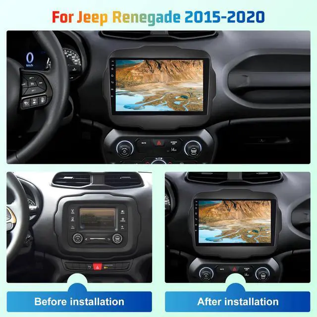 Alt view image 2 of 6 - 8 Core 4+64G Android Car Radio for Jeep Renegade 2015 2016 2017 2018 2019 2020 - Wireless Carplay & Android Auto - 9 Inch Touchscreen Radio with DSP/Cooling Fan/5GHz WiFi/GPS Navigation/Backup Camera