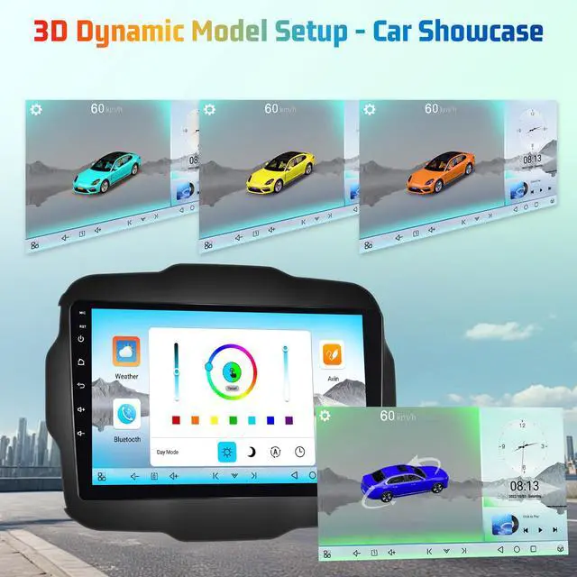 Alt view image 3 of 6 - 8 Core 4+64G Android Car Radio for Jeep Renegade 2015 2016 2017 2018 2019 2020 - Wireless Carplay & Android Auto - 9 Inch Touchscreen Radio with DSP/Cooling Fan/5GHz WiFi/GPS Navigation/Backup Camera