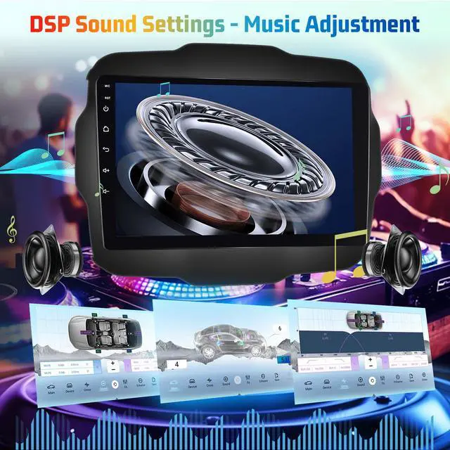 Alt view image 5 of 6 - 8 Core 4+64G Android Car Radio for Jeep Renegade 2015 2016 2017 2018 2019 2020 - Wireless Carplay & Android Auto - 9 Inch Touchscreen Radio with DSP/Cooling Fan/5GHz WiFi/GPS Navigation/Backup Camera