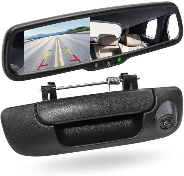 Main image of Tailgate Handle Backup Reverse Camera with 4.3 inch Rear View Mirror Monitor Kit for Dodge Ram 1500 2500 3500 2002-2008 Vehicle Safety Auto Reversing Parking Camera