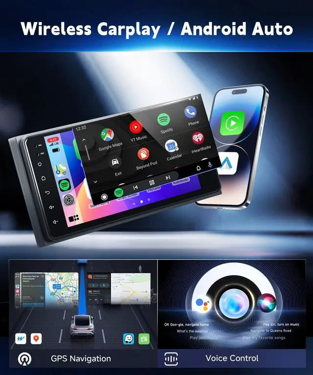 Alt view image 3 of 6 - 2+64G Car Stereo Radio for Toyota 4Runner 2003-2009,for Tundra 2003-2006, for Sequoia 2003-2007 Wireless Carplay/Android Auto,Android 7 IPS DSP GPS 5G WiFi BT FM Mirror Link Backup Camera