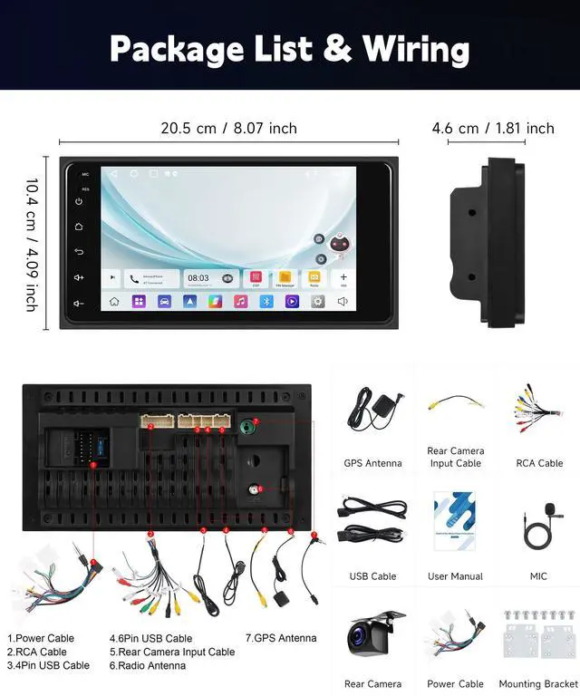 Alt view image 6 of 6 - 2+64G Car Stereo Radio for Toyota 4Runner 2003-2009,for Tundra 2003-2006, for Sequoia 2003-2007 Wireless Carplay/Android Auto,Android 7 IPS DSP GPS 5G WiFi BT FM Mirror Link Backup Camera
