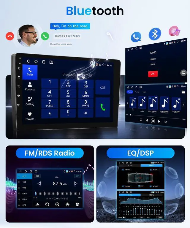 Alt view image 4 of 6 - 4G+64G Android Car Stereo Radio for Ford Mustang 2010-2014 with Wireless Carplay Android Auto, 9'' Touchscreen Head Unit with GPS Navigation Bluetooth 5G-WiFi FM/RDS EQ-32 Backup Camera SWC
