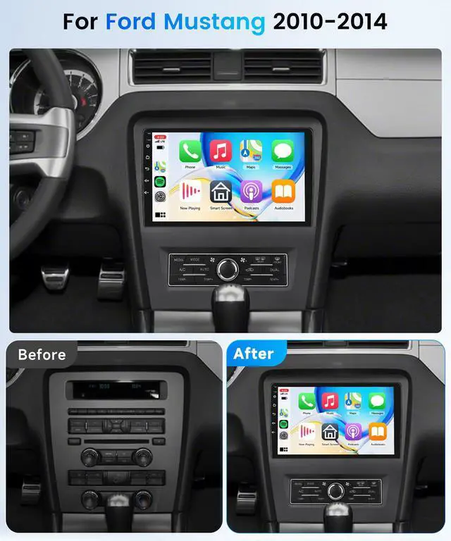 Alt view image 6 of 6 - 4G+64G Android Car Stereo Radio for Ford Mustang 2010-2014 with Wireless Carplay Android Auto, 9'' Touchscreen Head Unit with GPS Navigation Bluetooth 5G-WiFi FM/RDS EQ-32 Backup Camera SWC