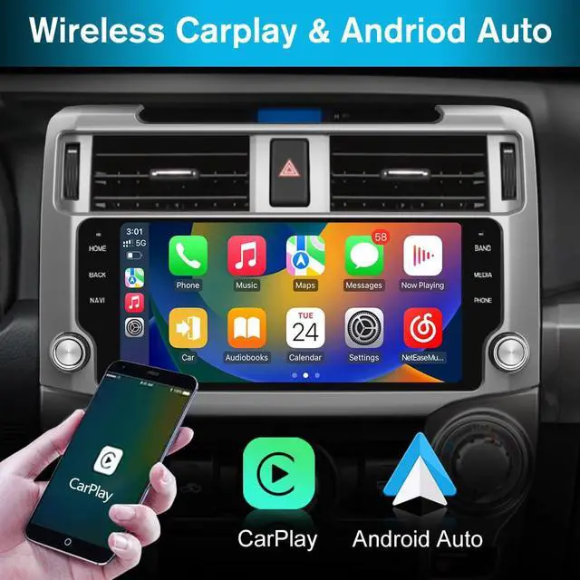 Alt view image 3 of 6 - Jusnun Car Radio Stereo Android 13 for Toyota 4runner 2010-2022 Head Unit with Android Auto CarPlay
