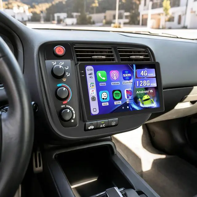 Main image of 5Ghz WiFi 4G+128G Android 15 Car Radio for Honda Civic 1996-2001 Car Stereo with Wireless Carplay/Android Auto, 9 Inch HD Touchscreen with GPS Bluetooth FM/RDS EQ SWC Backup Camera MIC