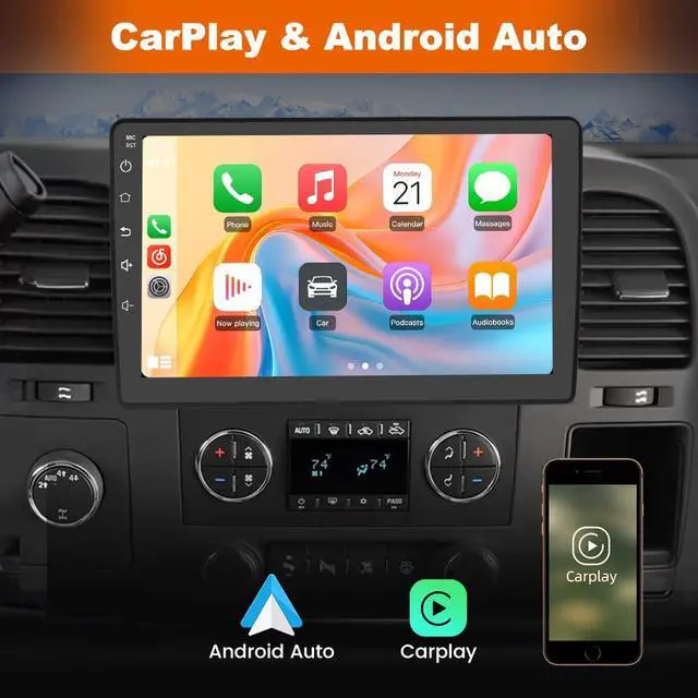 Alt view image 4 of 6 - Car Radio Stereo for Chevy Chevrolet Silverado 2007 2008 2009 2010 2011 2012 2013 GMC Sierra Yukon with 5GHz WiFi CarPlay Android Auto Bluetooth Backup Camera4Core 64GB ROM