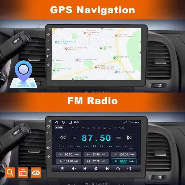 Alt view image 5 of 6 - Car Radio Stereo for Chevy Chevrolet Silverado 2007 2008 2009 2010 2011 2012 2013 GMC Sierra Yukon with 5GHz WiFi CarPlay Android Auto Bluetooth Backup Camera4Core 64GB ROM