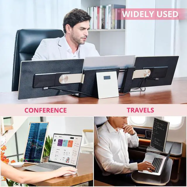 Alt view image 5 of 6 - 15.6" Laptop Screen Extender, Triple Portable Monitor with FHD 1080P IPS Display, 120% sRGB, 235° Rotation and Plug and Play Setup for 13-17.3" Mac, Windows & ChromeOS Laptops