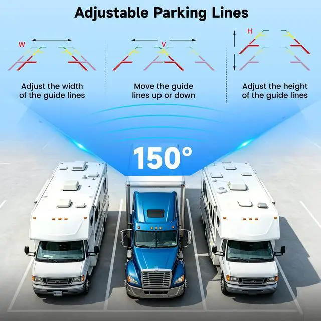 Alt view image 6 of 6 - 4-Camera Wired Backup Camera System for Truck & RV, 10.1" 1080P Quad Split Monitor, DVR Recording, Night Vision, Waterproof Vibration-Proof for Trailer, Tractor & Heavy Equipment