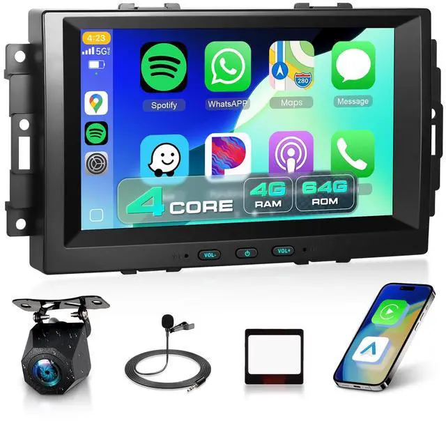 Main image of 4 Core 4+64G Android 15 5G WiFi Car Radio for Jeep Commander 05-08 Compass 07-10 Patriot Grand Cherokee Dodge Ram Caliber, 8'' Touchscreen with CarPlay Android Auto Backup Cam,GPS BT FM RDS Stereo