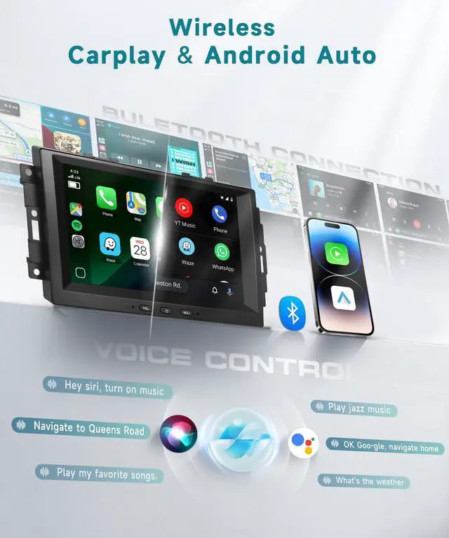 Alt view image 4 of 6 - 4 Core 4+64G Android 15 5G WiFi Car Radio for Jeep Commander 05-08 Compass 07-10 Patriot Grand Cherokee Dodge Ram Caliber, 8'' Touchscreen with CarPlay Android Auto Backup Cam,GPS BT FM RDS Stereo