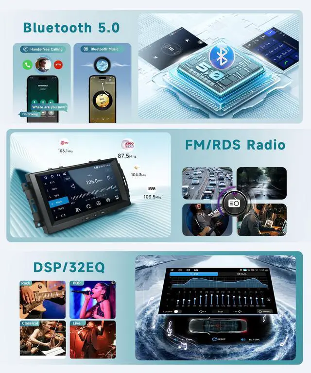 Alt view image 5 of 6 - 4 Core 4+64G Android 15 5G WiFi Car Radio for Jeep Commander 05-08 Compass 07-10 Patriot Grand Cherokee Dodge Ram Caliber, 8'' Touchscreen with CarPlay Android Auto Backup Cam,GPS BT FM RDS Stereo