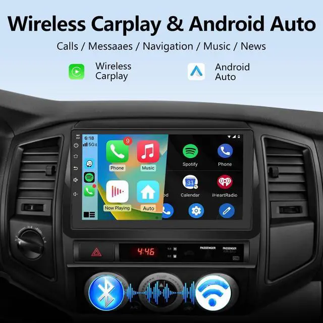 Alt view image 3 of 6 - Car Radio Stereo for Toyota Tacoma 2005-2015,9 Inch Touch Screen with CarPlay Android Auto GPS Navigation Backup Camera