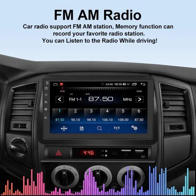 Alt view image 6 of 6 - Car Radio Stereo for Toyota Tacoma 2005-2015,9 Inch Touch Screen with CarPlay Android Auto GPS Navigation Backup Camera