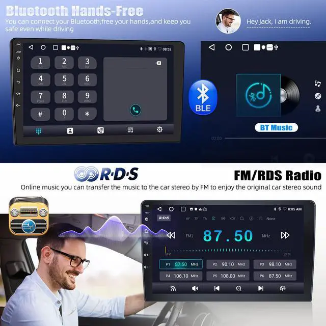 Alt view image 5 of 6 - 4 Core+64G Car Stereo Radio for Honda Civic 2006-2011 with Wireless Carplay Android Auto,10.1" Android 15 Touchscreen Car Radio with WiFi GPS Mirror Link Bluetooth EQ FM RDS SWC + Backup Camera