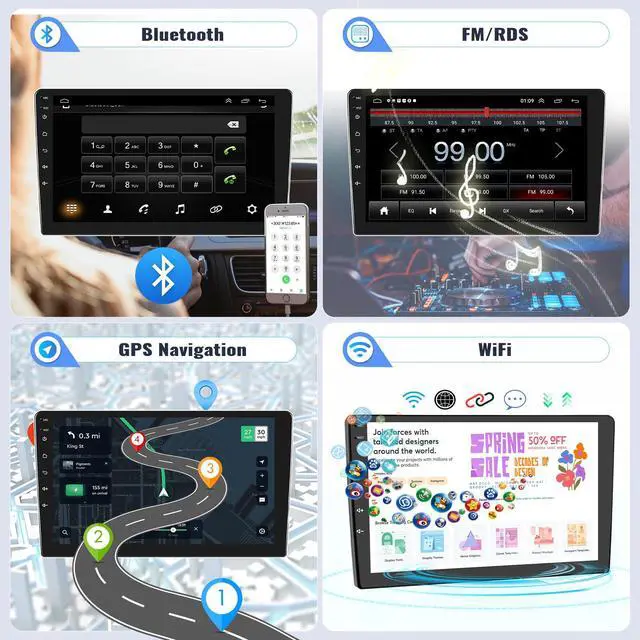 Alt view image 6 of 6 - 2G+64G Android Car Stereo Radio for Honda Fit Jazz 2008-2013 Right Drive CarPlay Android Auto Mirror Link 10.1 Inch Touch Screen with GPS Navigation Bluetooth WiFi HiFi FM SWC Backup Camera MIC