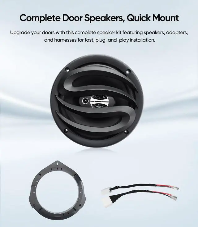 Alt view image 6 of 6 - 6.5" 3-Way Car Audio Door Speakers (Pair) for Ford F-150/Focus/Fusion/Transit/Edge/Mondeo Mk4 2007-2024,300 Watts Max Power,with Adapters and Harness,Enhanced Sound,Car Audio Speaker Upgrade kit