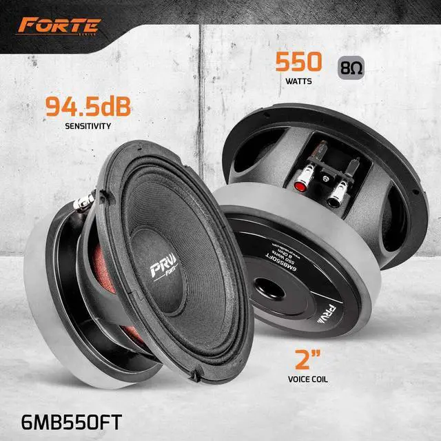 Alt view image 2 of 6 - 6.5 Inch Midbass Speaker 6MB550FT 8 Ohm Loudspeaker with 550 Watts RMS Power, Pro Audio High Excursion Mid Bass Loudspeaker (Single)