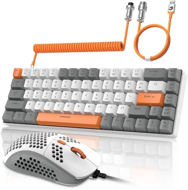 Main image of RK-T8PR0 Wired 65% Mechanical Gaming Keyboard and Mouse Combo with RGB LED Backlit Anti-ghosting TKL Mini 68 Key Coiled C to A Cable Linear Red Switch for PS4 PS5 Xbox PC Mac Gamer(Gray)
