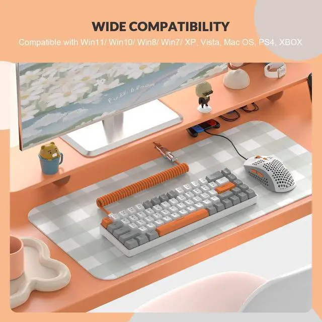 Alt view image 5 of 6 - RK-T8PR0 Wired 65% Mechanical Gaming Keyboard and Mouse Combo with RGB LED Backlit Anti-ghosting TKL Mini 68 Key Coiled C to A Cable Linear Red Switch for PS4 PS5 Xbox PC Mac Gamer(Gray)