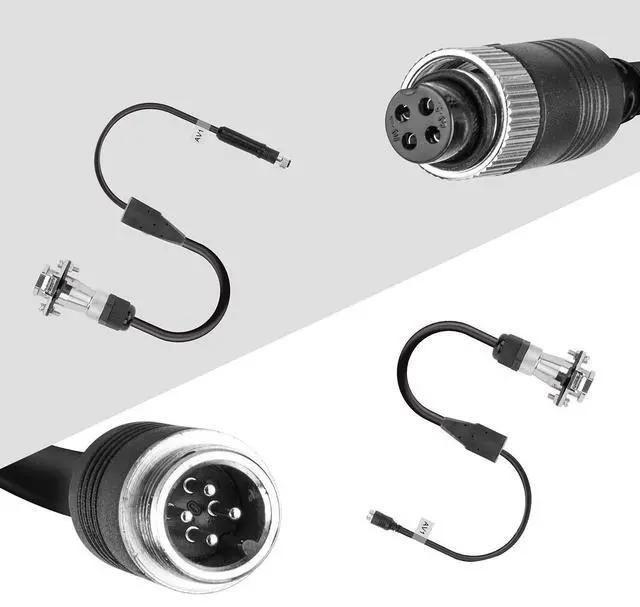 Alt view image 2 of 6 - Heavy Duty Vehicle Coil Trailer Cable with 1 Channel 4 PIN AV Connector Disconnect Kit for Truck Caravan Motor Home Backup Security Camera Monitor System