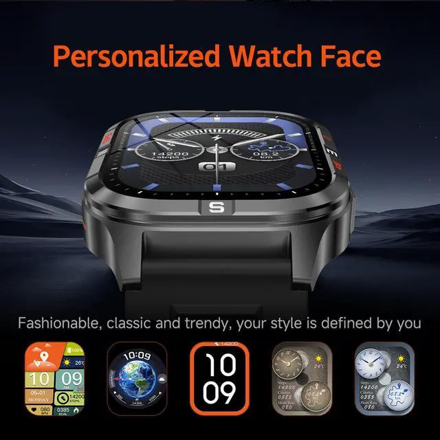 Alt view image 4 of 6 - Military GPS Smart Watch for Men with Compass/Altitude/Flashlight,2.01" HD Screen smart watch with Voice Assistant/Bluetooth Calling,Smartwatch for Android&iOS, Activity Tracker Multiple Sport Modes