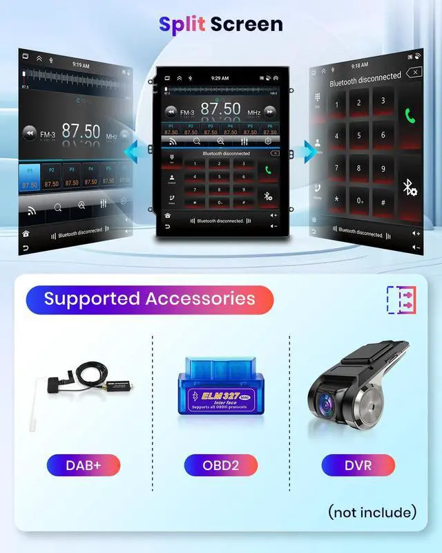 Alt view image 6 of 6 - 4G+64G Android 15 Car Stereo Radio for Buick Regal 2009-2013, Wireless CarPlay Android Auto 9.7 inch Vertical Touchscreen GPS WiFi Mirror Link Bluetooth FM/RDS EQ USB + Backup Camera