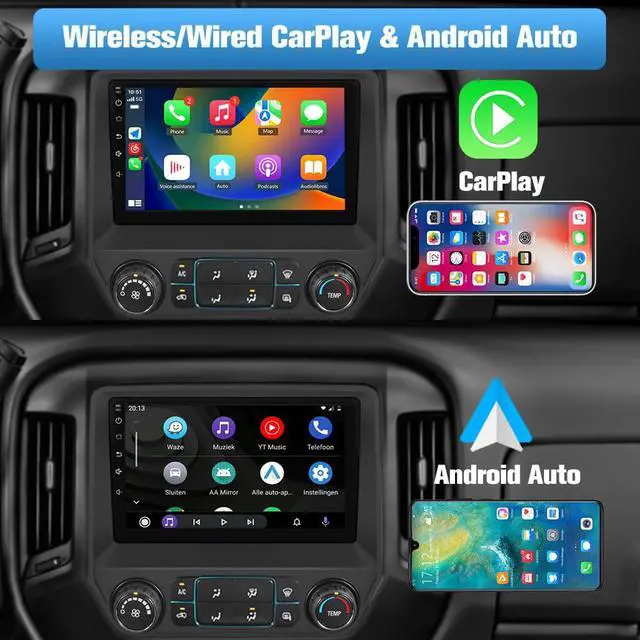 Alt view image 3 of 6 - Android 13 Car Radio Stereo 2G RAM 64G ROM for Chevy Silverado GMC Sierra 2014 2015 2016 2017 2018 with Backup Camera Wireless Carplay Android Auto