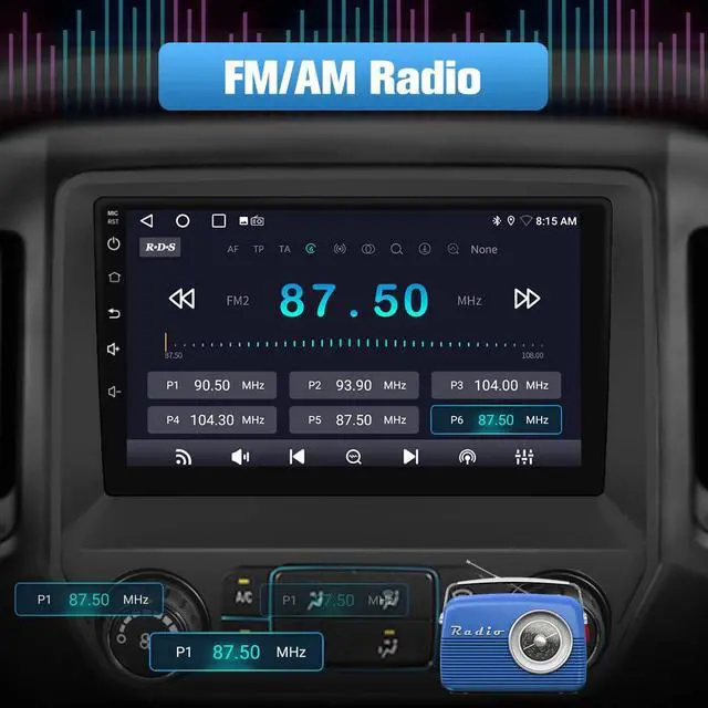 Alt view image 4 of 6 - Android 13 Car Radio Stereo 2G RAM 64G ROM for Chevy Silverado GMC Sierra 2014 2015 2016 2017 2018 with Backup Camera Wireless Carplay Android Auto