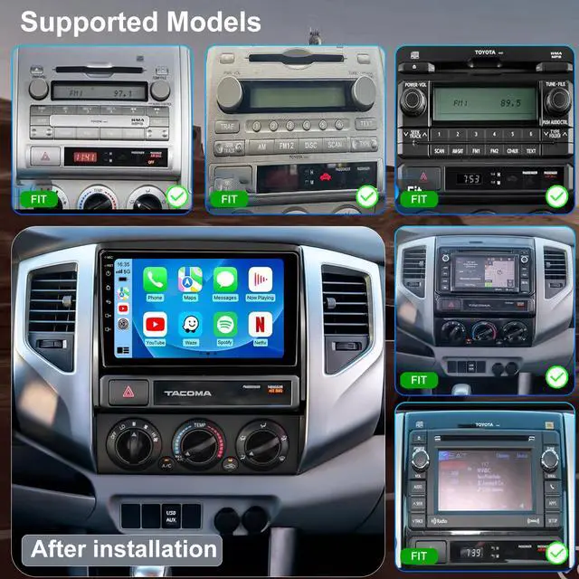 Alt view image 2 of 6 - 5G WiFi Upgrade Car Radio for Toyota Tacoma 2005-2015, 9 Inch Car Stereo Audio Touch Screen Replacement Head Unit with Wireless Carplay Android Auto GPS Navigation Bluetooth FM DSP SWC Backup Camera