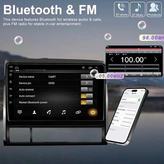 Alt view image 5 of 6 - 5G WiFi Upgrade Car Radio for Toyota Tacoma 2005-2015, 9 Inch Car Stereo Audio Touch Screen Replacement Head Unit with Wireless Carplay Android Auto GPS Navigation Bluetooth FM DSP SWC Backup Camera