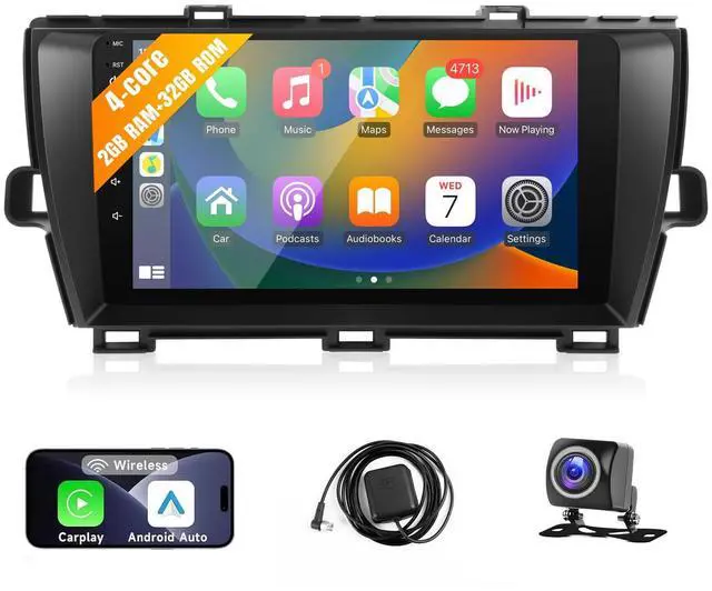 Main image of Car Play Radio for Toyota Prius 2010-2015 Wireless Apple Carplay Android Auto, 9" Touch Screen Stereo for Prius Head Unit Media Player GPS Navi Bluetooth WiFi FM Camera SWC(Non-JBL-Version)