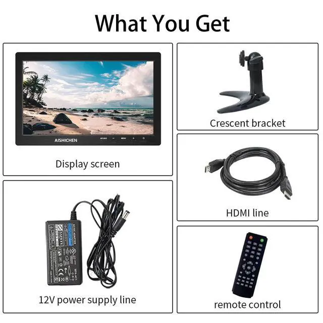 Alt view image 3 of 6 - 10.1 Inch Small Monitor, Raspberry Pi Display Built-in Speakers, Mini Screen1280 x 800, HDMI Monitor 60 Hz, 5ms, IPS Screen Display w/Remote Control, HDMI VGA AV BNC Input(10.1-1280x800P)