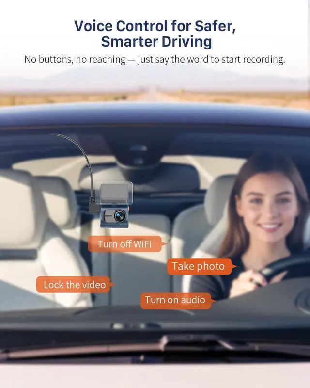 Alt view image 3 of 6 - 2K Dash Cam for Cars with Voice Control - Stealth Display Tiny Dashcam Front Included 32GB Micro SD Card, Super Night Vision, 1296P QHD, G-Sensor, Built in WiFi & App Car Camera
