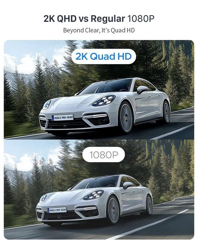 Alt view image 6 of 6 - 2K Dash Cam for Cars with Voice Control - Stealth Display Tiny Dashcam Front Included 32GB Micro SD Card, Super Night Vision, 1296P QHD, G-Sensor, Built in WiFi & App Car Camera