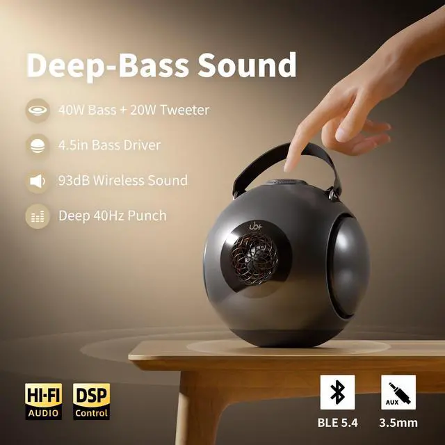 Alt view image 4 of 6 - dB1 Double Bass Bluetooth Speaker | 40W Powerful Hi-Fi Sound with Extreme Deep Bass, 20H Playtime, IPX5 Waterproof & TWS (Satin Metallic Grey) - Premium Bass Boost Technology (Tripod Not Included)