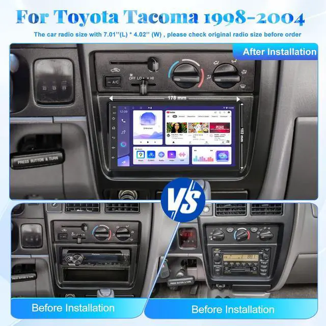 Alt view image 2 of 6 - 4+64G Car Stereo for Toyota Tacoma 1995-2004, 7 Inch Android 15 Double Din Car Radio with Carplay & Android Auto, in-Dash Navigation Radio with Bluetooth Mirror Link WiFi FM Radio & Backup Camera