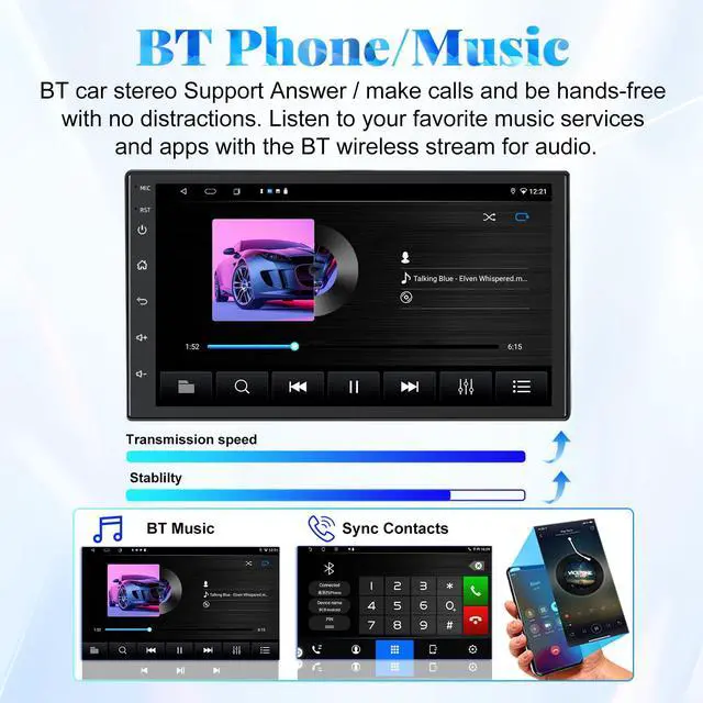 Alt view image 6 of 6 - 4+64G Car Stereo for Toyota Tacoma 1995-2004, 7 Inch Android 15 Double Din Car Radio with Carplay & Android Auto, in-Dash Navigation Radio with Bluetooth Mirror Link WiFi FM Radio & Backup Camera