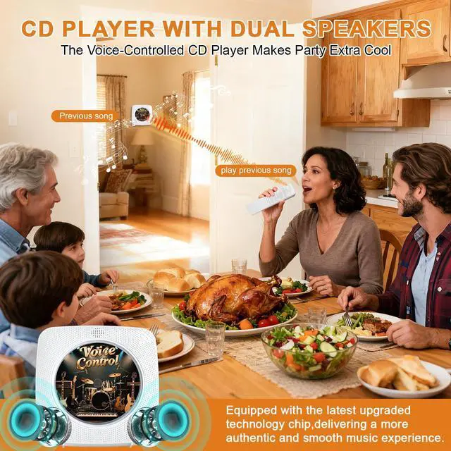 Alt view image 5 of 6 - CD Player Portable Bluetooth: Offline Voice Control CD Players for Home with Remote Voice Control CD Player with Speakers with FM Radio Remote