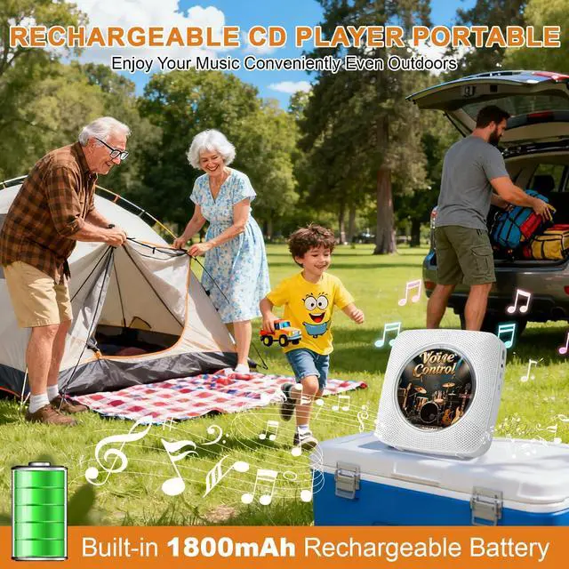Alt view image 6 of 6 - CD Player Portable Bluetooth: Offline Voice Control CD Players for Home with Remote Voice Control CD Player with Speakers with FM Radio Remote