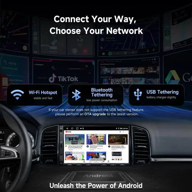 Alt view image 2 of 6 - A5L 7" 2+32GB Android Double Din Car Stereo, LRV Backup Camera&1080P DVR Dash Cam, Wireless CarPlay/Android Auto, WiFi/BT/USB, 24B EQ&DSP, FM/SWC, MirrorLink, AI Chat, GPS Tracking