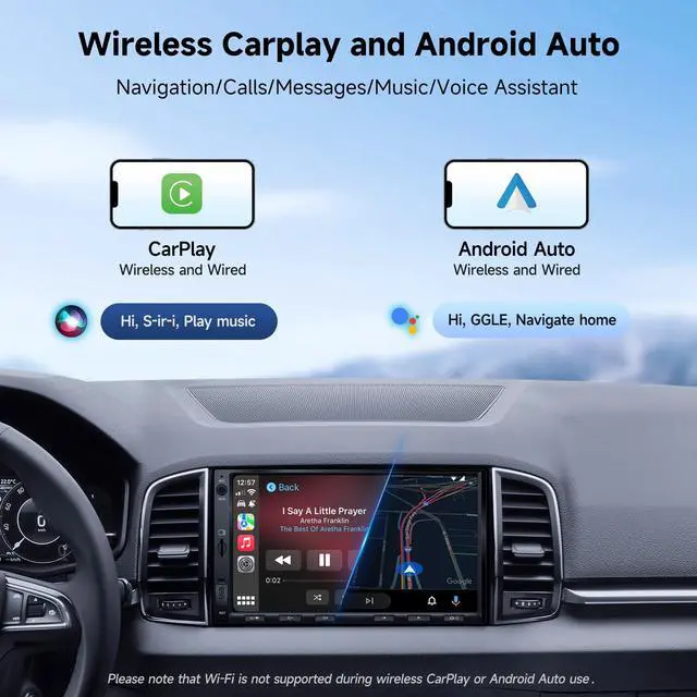 Alt view image 5 of 6 - A5L 7" 2+32GB Android Double Din Car Stereo, LRV Backup Camera&1080P DVR Dash Cam, Wireless CarPlay/Android Auto, WiFi/BT/USB, 24B EQ&DSP, FM/SWC, MirrorLink, AI Chat, GPS Tracking