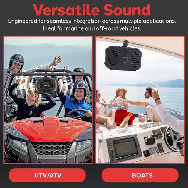 Alt view image 6 of 6 - 10 Inch Subwoofer System - 400 Watts Passive Subwoofer for Marine & Powersports, Quick-Mount, Water Resistant Vehicle System, Weatherproof Housing, Designed for UTVs & Boats